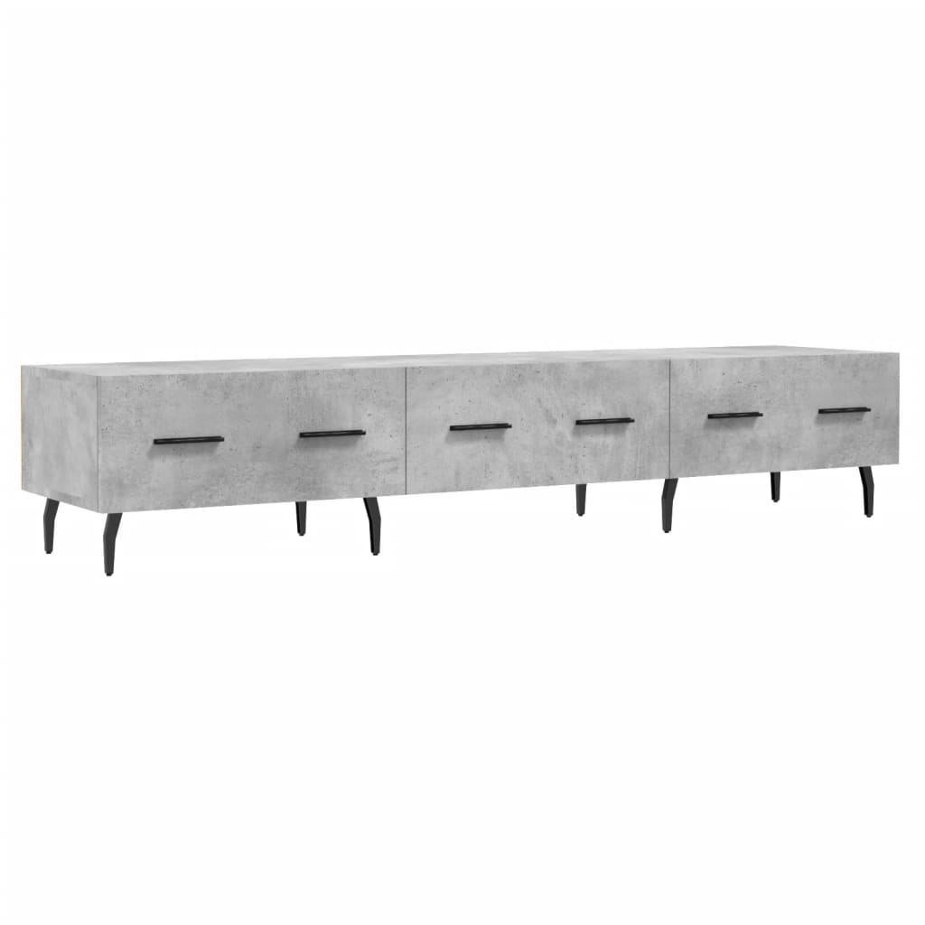 Meuble TV gris béton 150x36x30 cm bois d'ingénierie