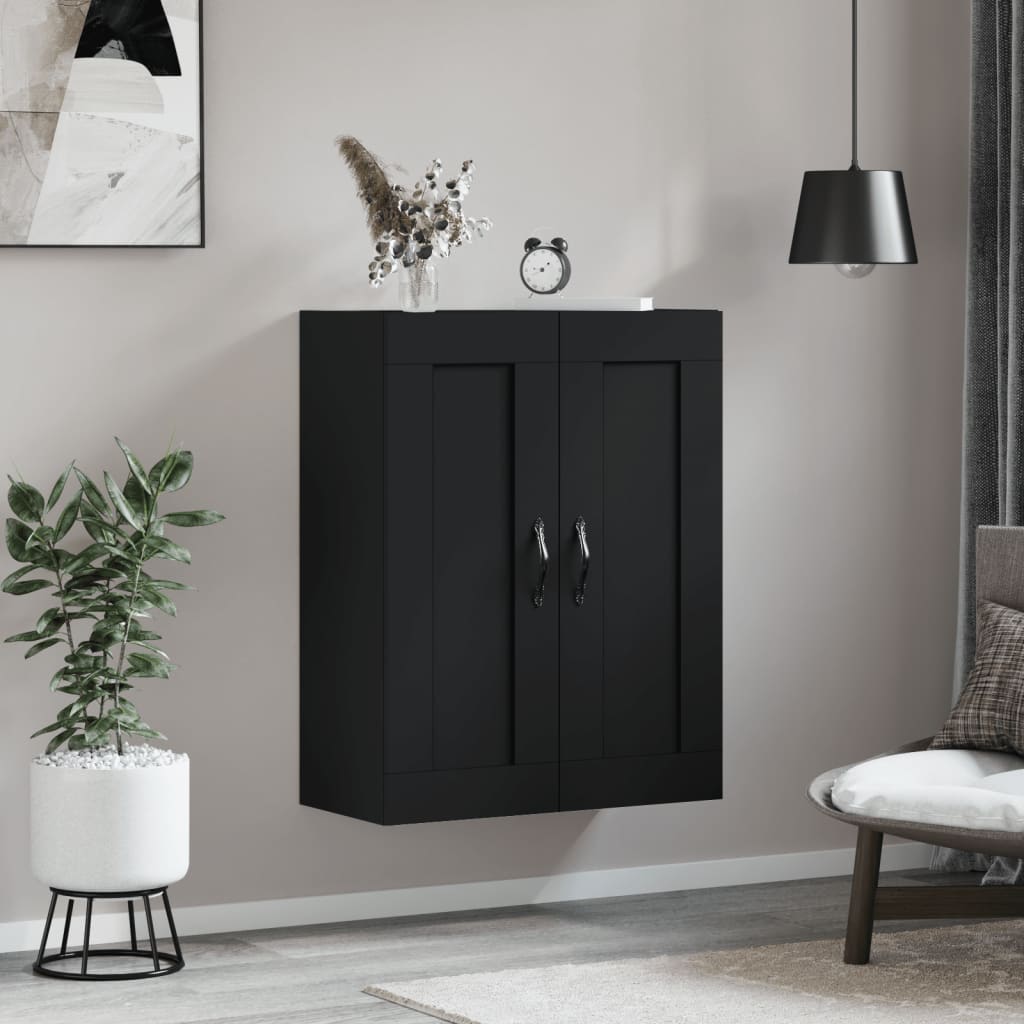 Black wall cabinet 69.5x34x90 cm engineered wood