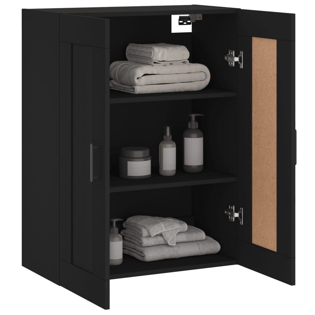 Schwarzer Wandschrank 69,5 x 34 x 90 cm, Holzwerkstoff