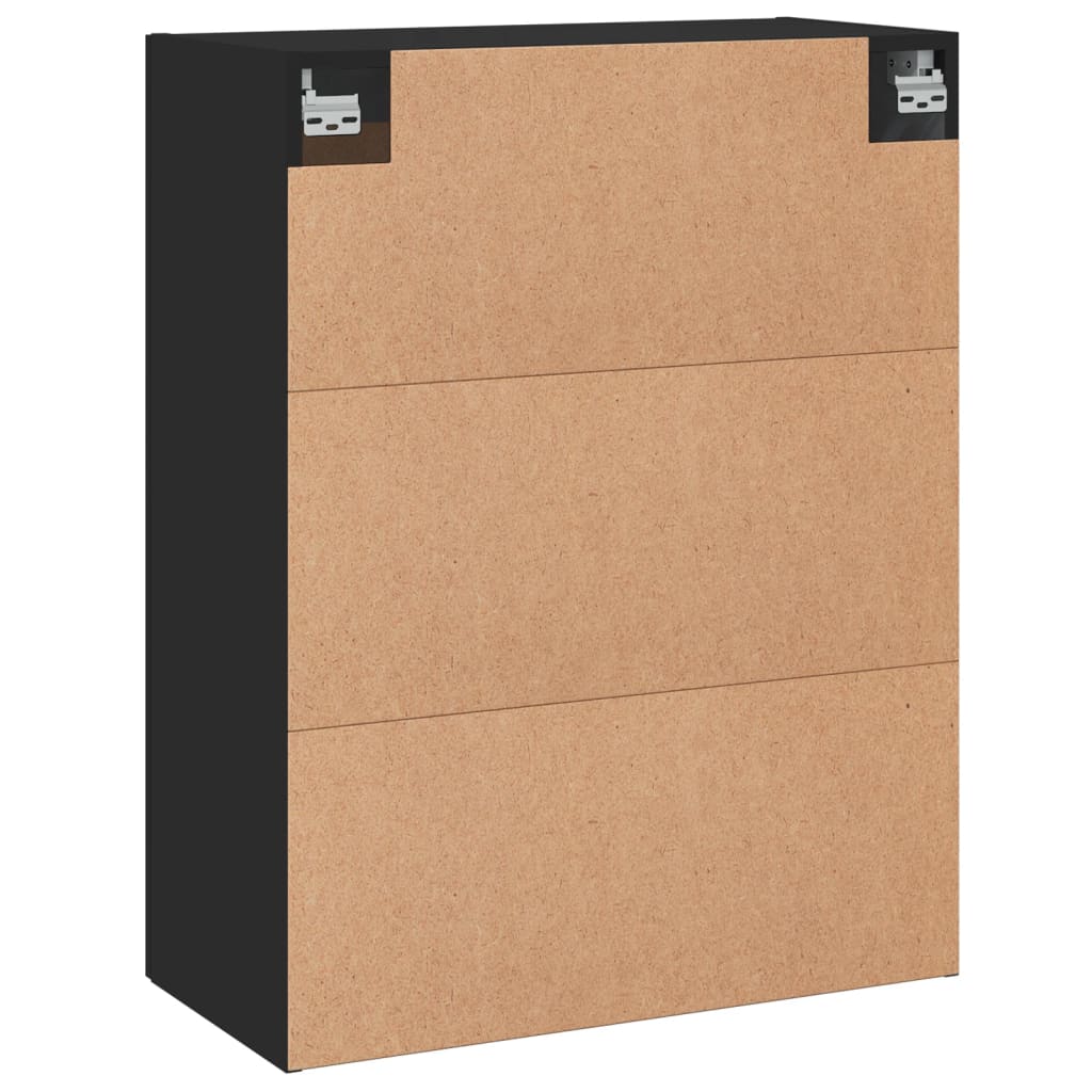 Schwarzer Wandschrank 69,5 x 34 x 90 cm, Holzwerkstoff