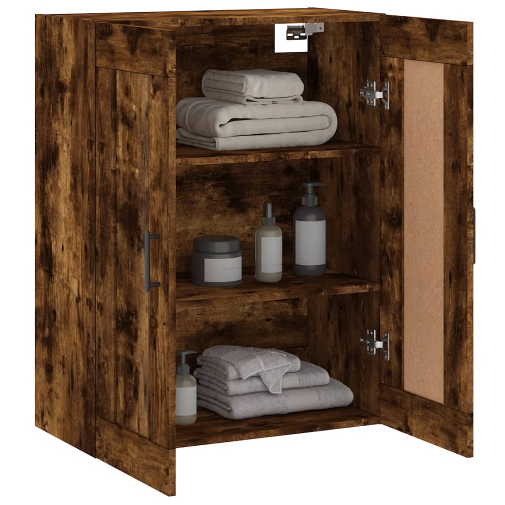 Wandschrank aus geräucherter Eiche, 69,5 x 34 x 90 cm, Holzwerkstoff