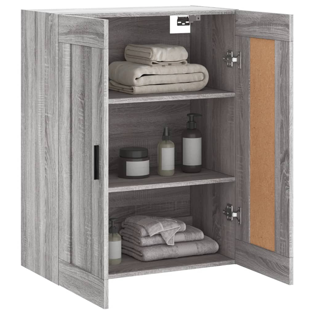 Sonoma grauer Wandschrank 69,5 x 34 x 90 cm, Holzwerkstoff