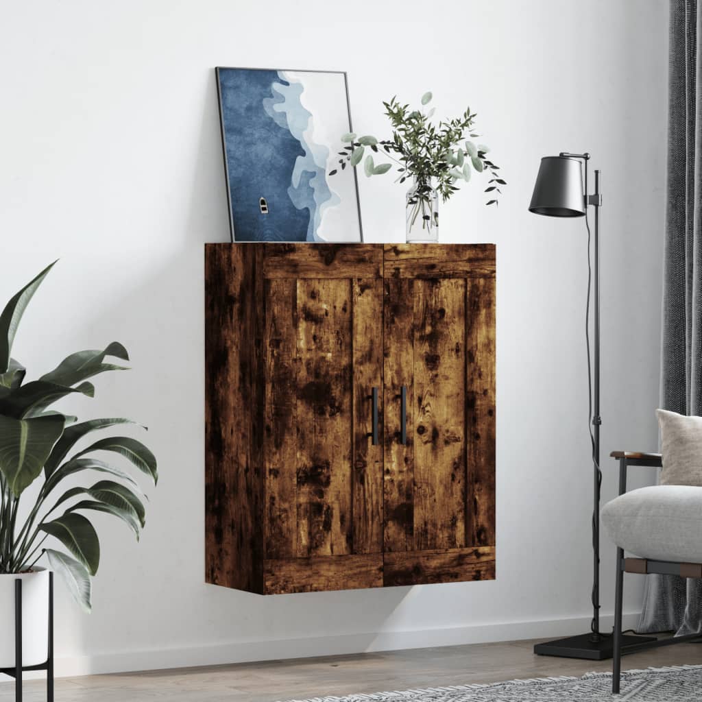 Wall cabinet smoked oak 69.5x34x90 cm engineered wood