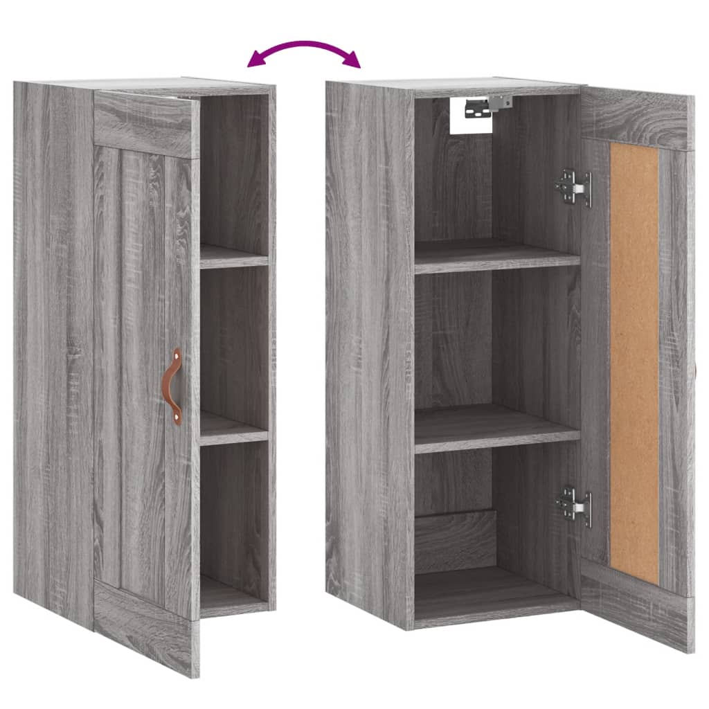 Armoire murale sonoma gris 34,5x34x90 cm bois d'ingénierie