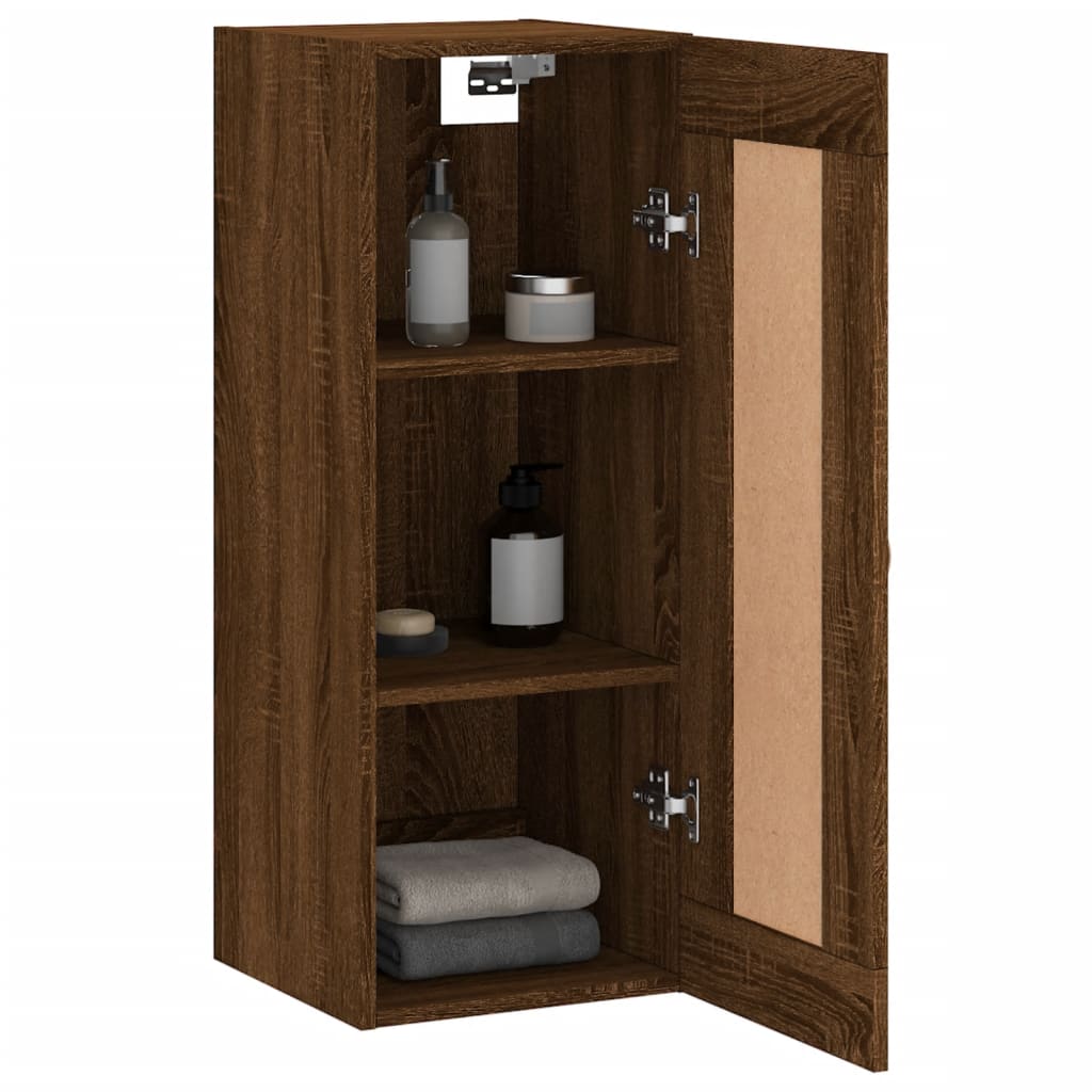 Wandschrank aus brauner Eiche, 34,5 x 34 x 90 cm, Holzwerkstoff