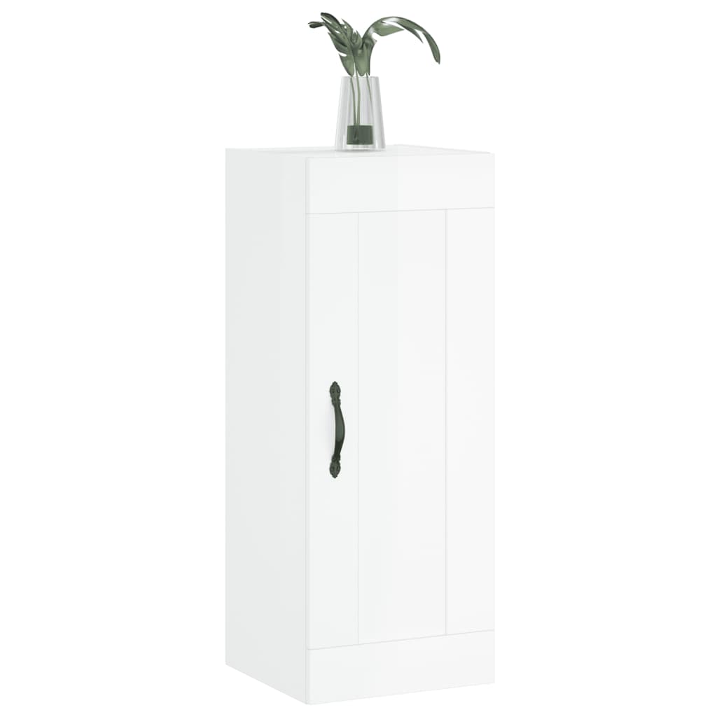 Wall cabinet white gloss 34.5x34x90 cm engineered wood