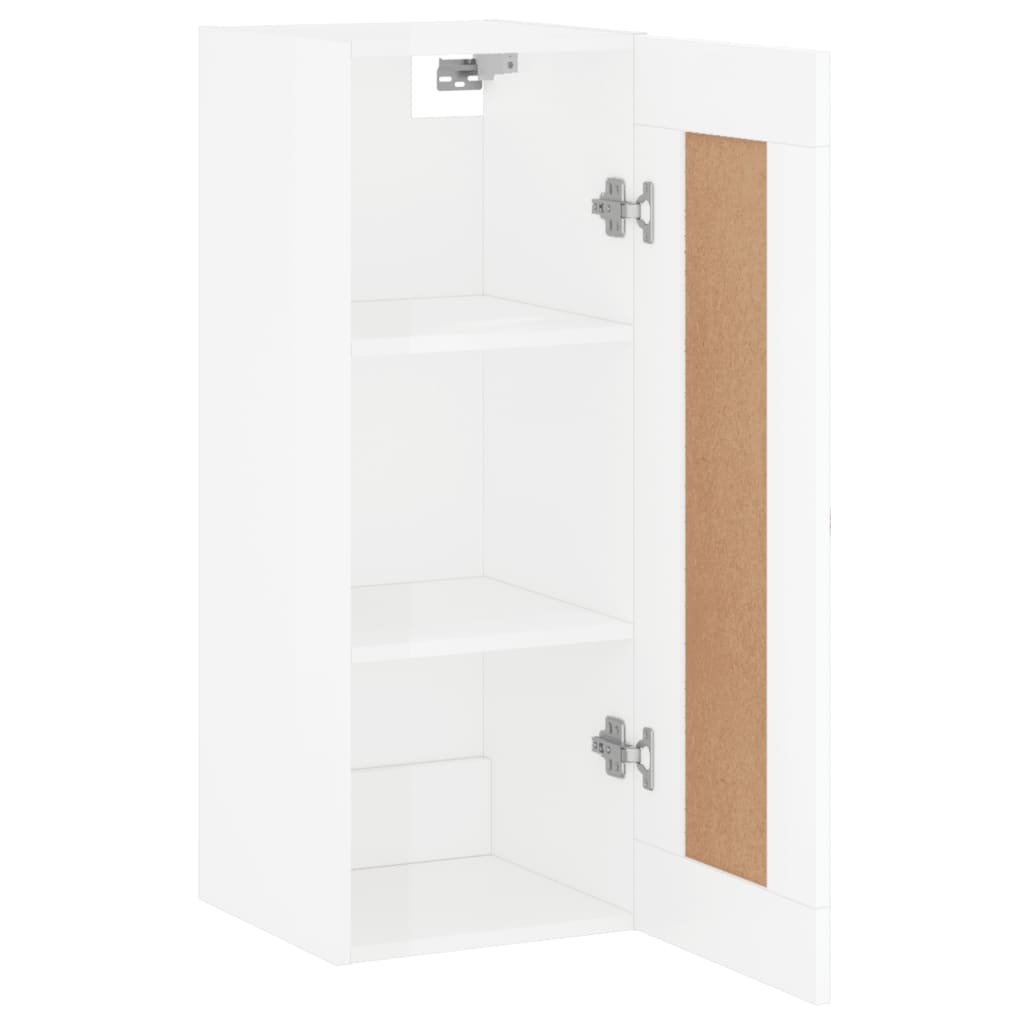 Wall cabinet white gloss 34.5x34x90 cm engineered wood