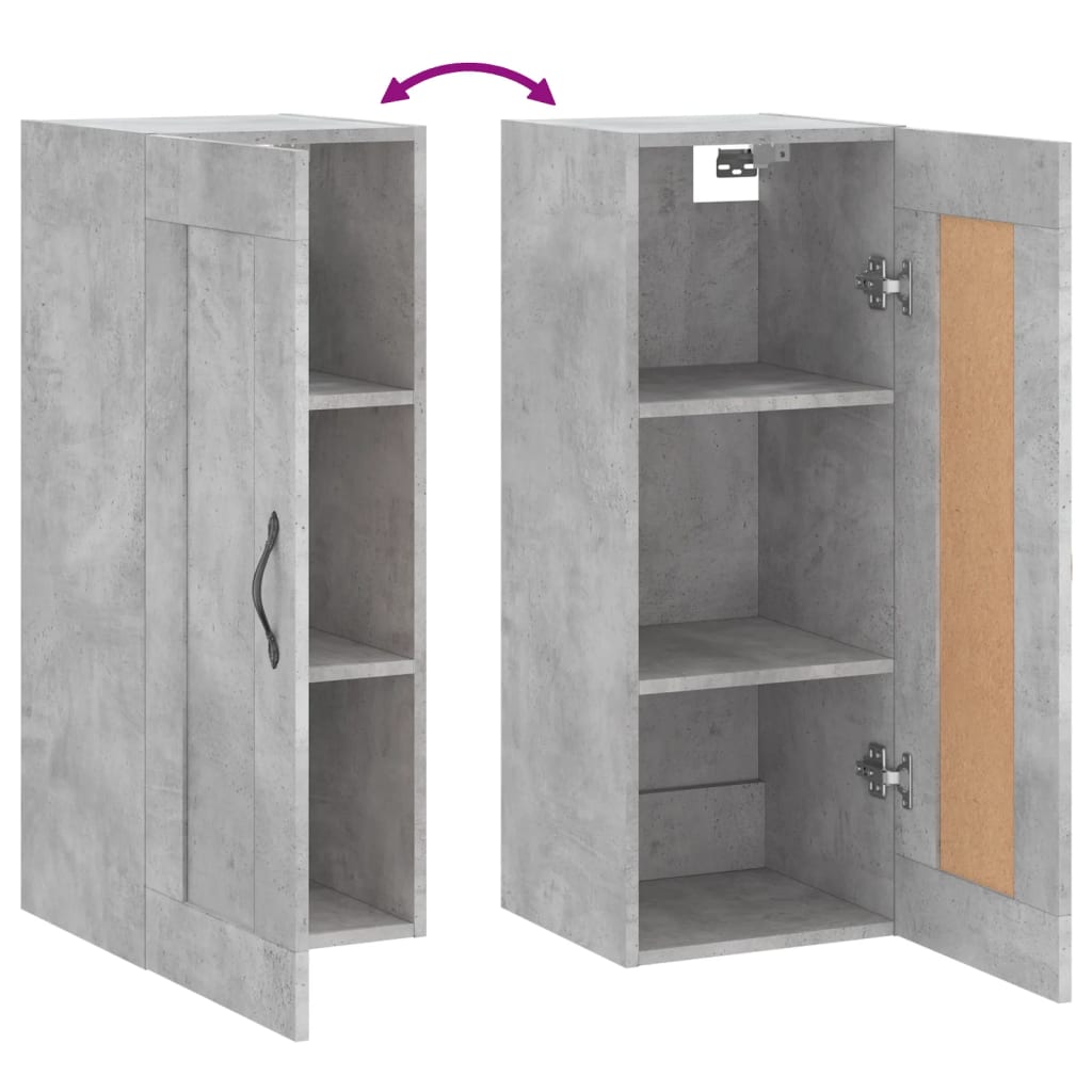 Armoire murale gris béton 34,5x34x90 cm bois d'ingénierie