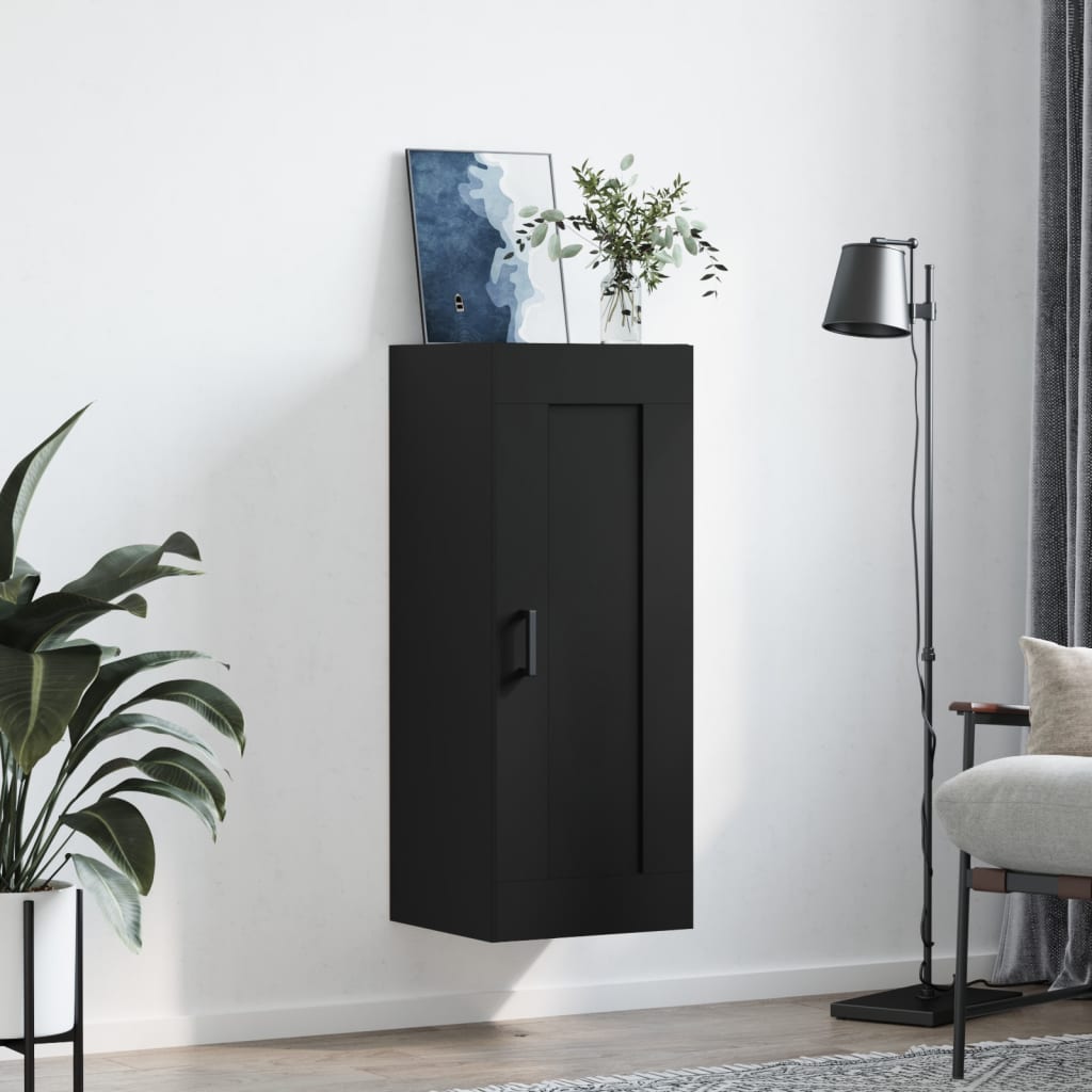 Black wall cabinet 34.5x34x90 cm engineered wood