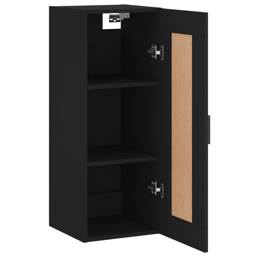 Schwarzer Wandschrank 34,5x34x90 cm aus Holzwerkstoff