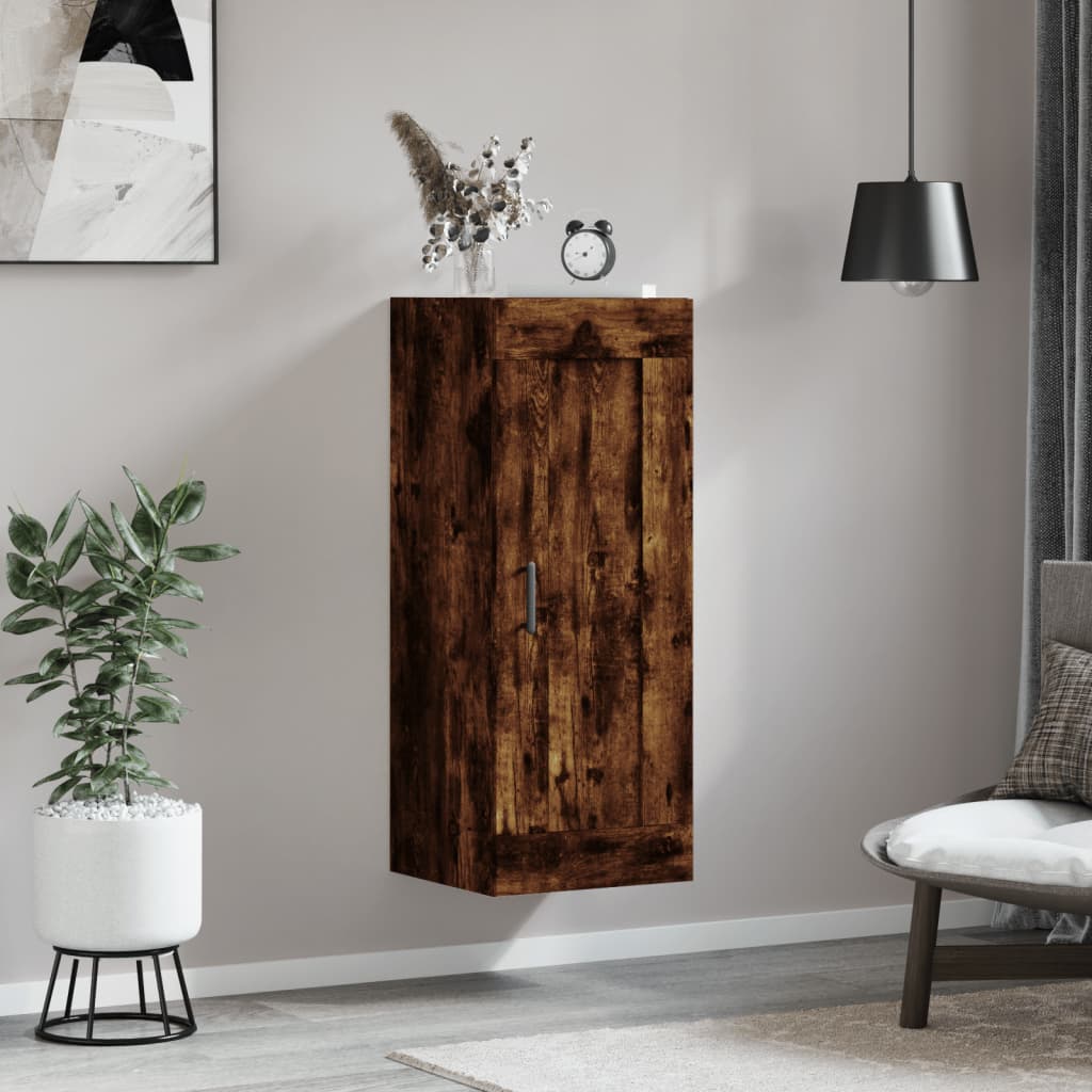 Wandschrank aus geräucherter Eiche, 34,5 x 34 x 90 cm, Holzwerkstoff