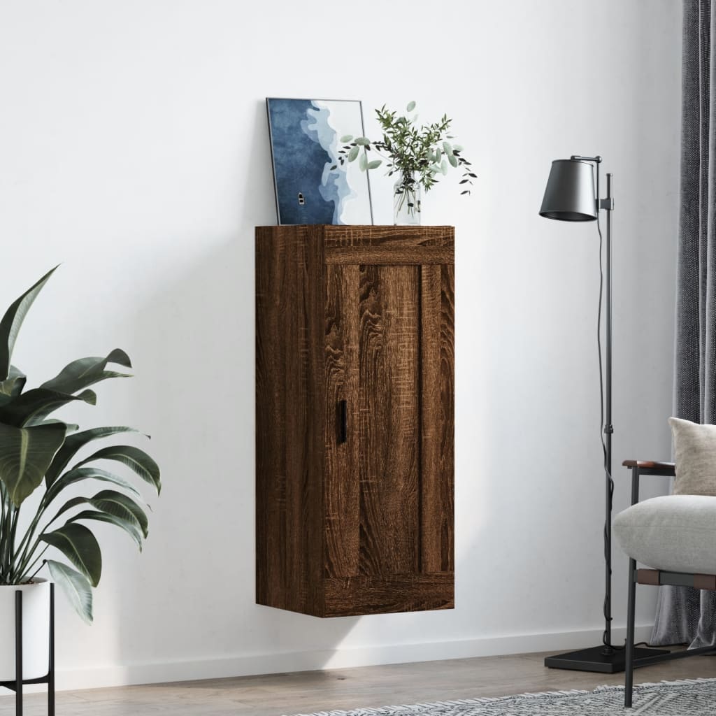 Wandschrank aus brauner Eiche, 34,5 x 34 x 90 cm, Holzwerkstoff