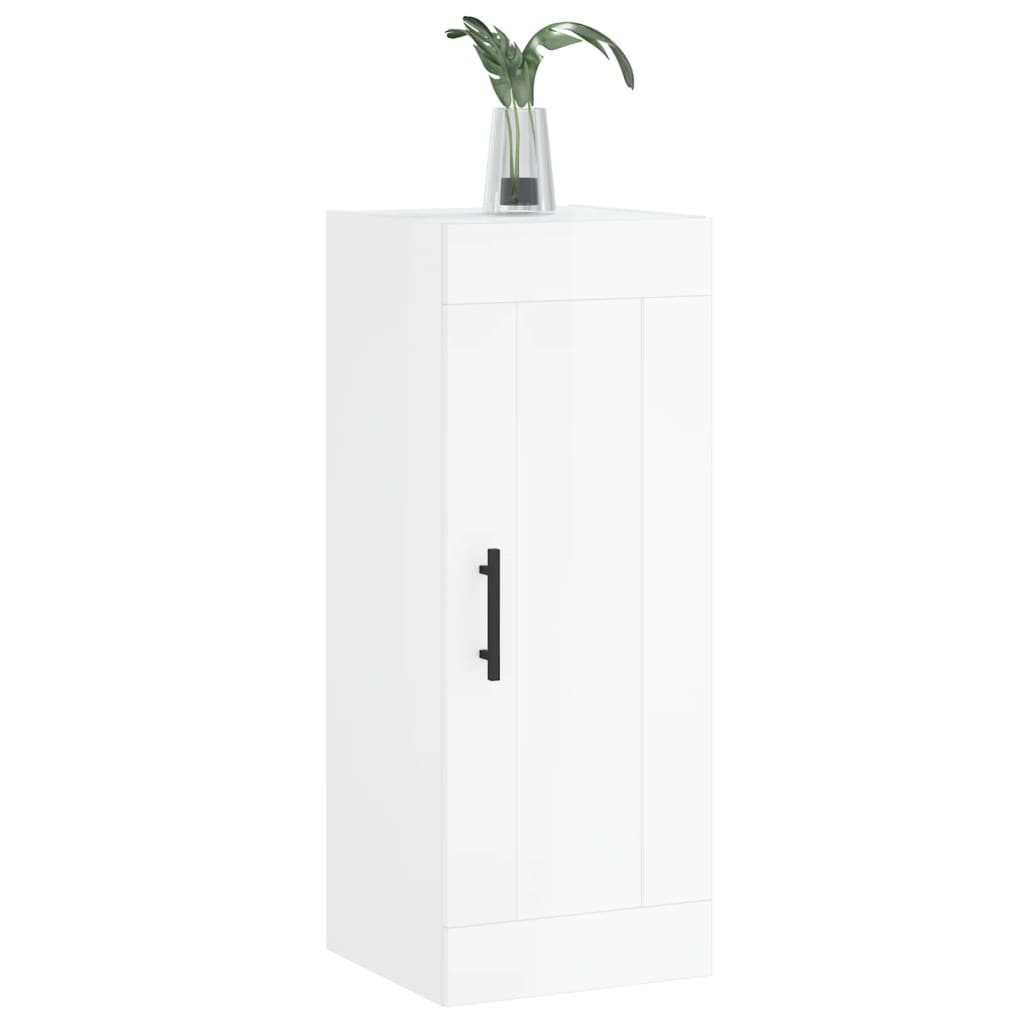 Armoire murale blanc brillant 34,5x34x90 cm bois d'ingénierie