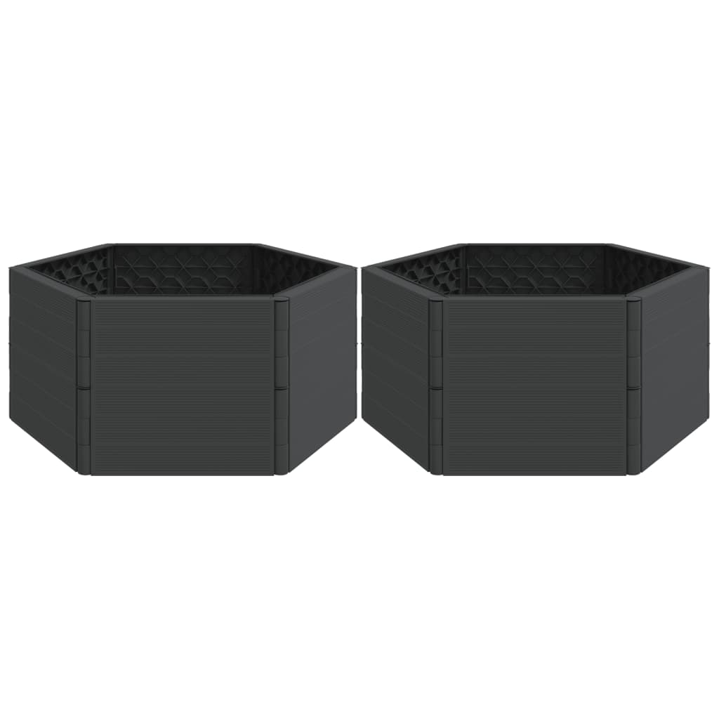 Jardinières de jardin 2 pcs anthracite PP