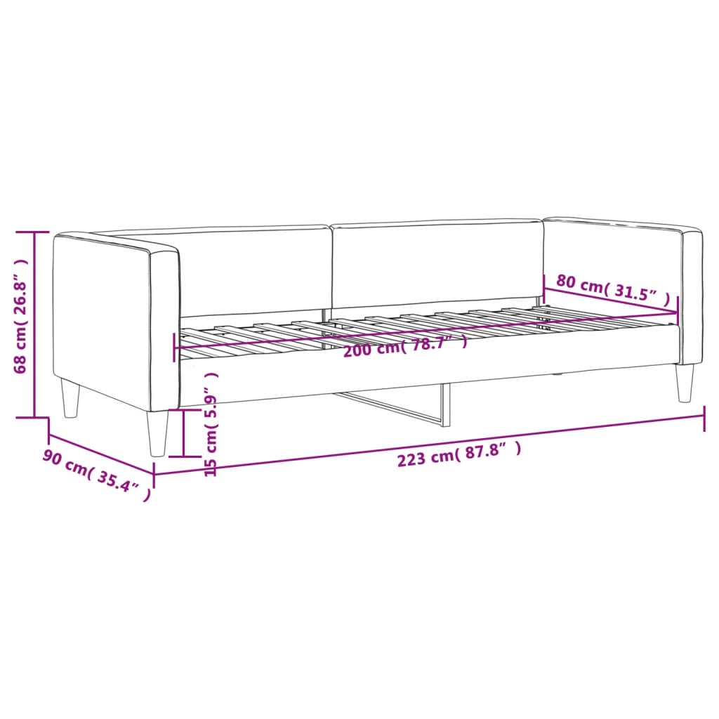 Lit de repos sans matelas gris clair 80x200 cm tissu