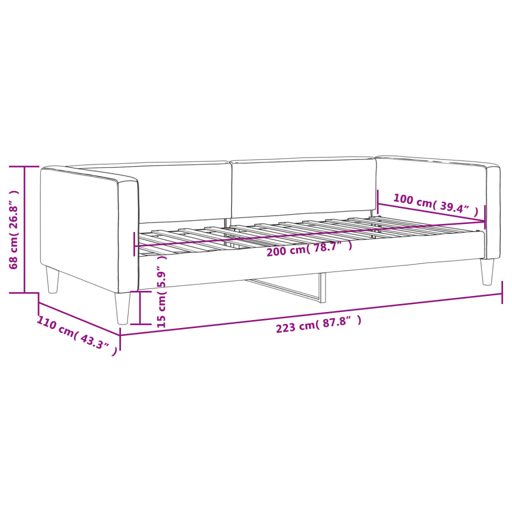 Lit de repos gris clair 100x200 cm tissu