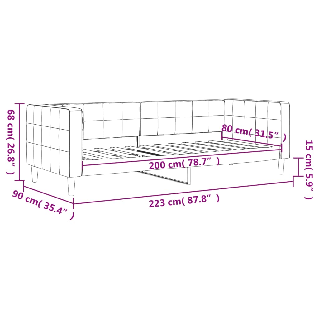 Lit de repos sans matelas vert foncé 80x200 cm velours