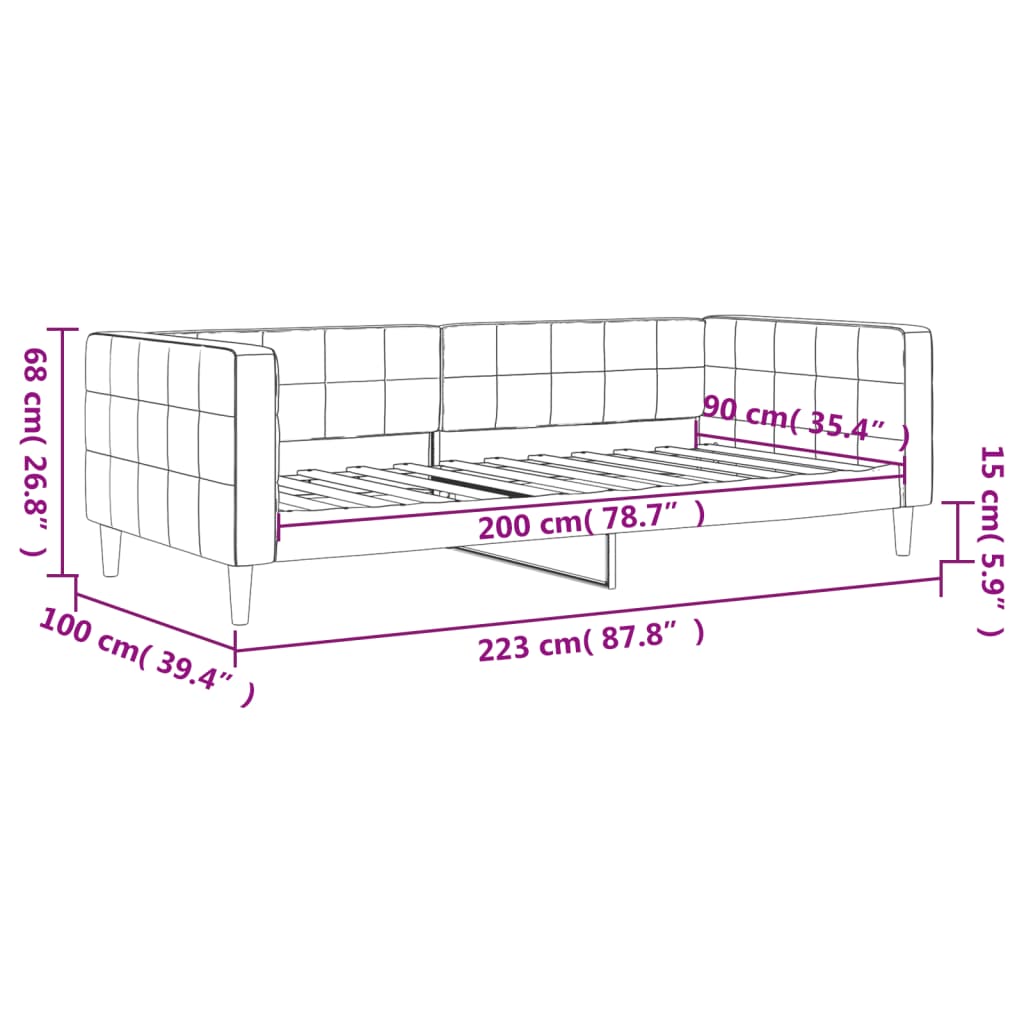 Lit de repos sans matelas bleu 90x200 cm velours