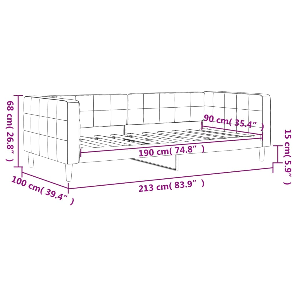 Lit de repos sans matelas noir 90x190 cm velours