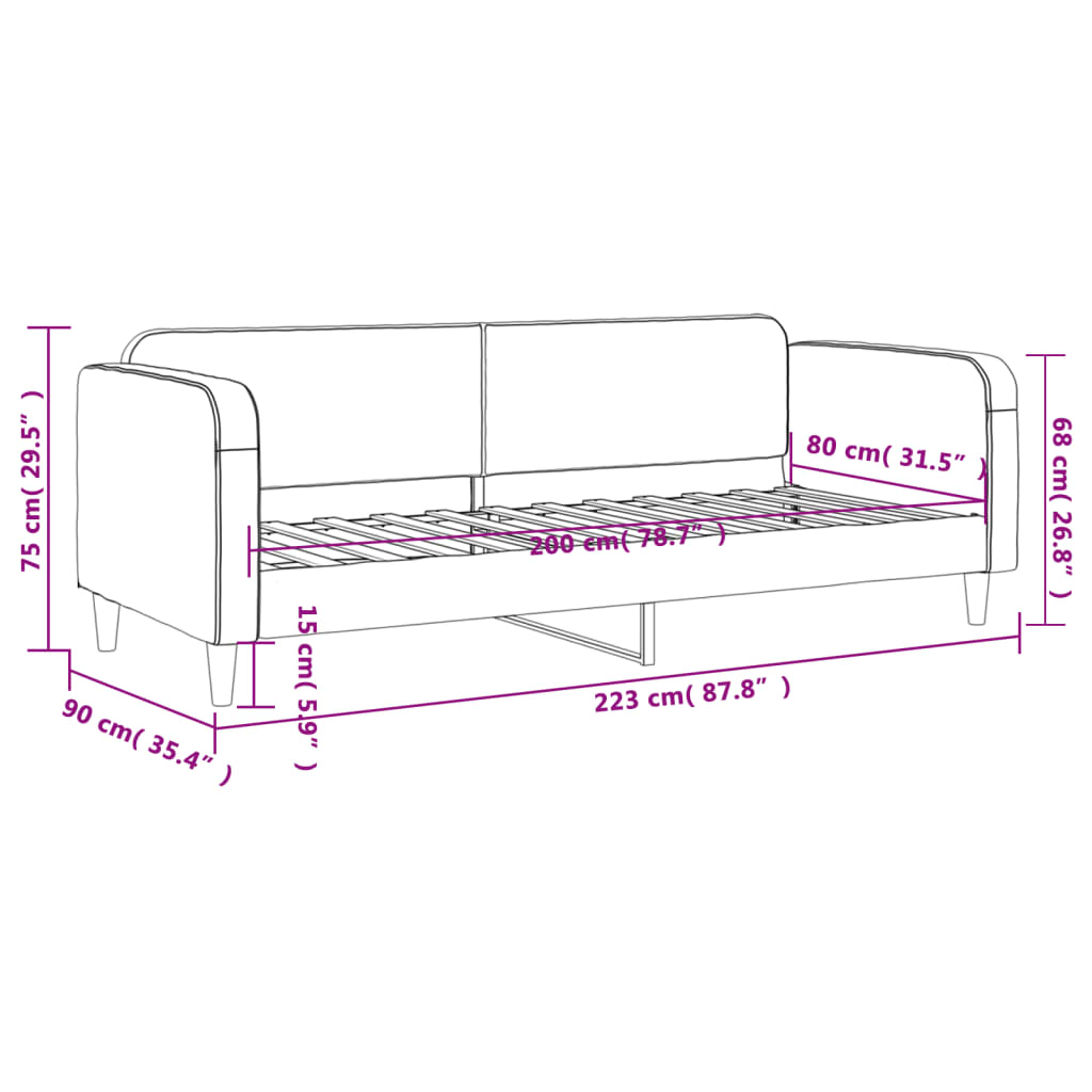 Lit de repos sans matelas gris clair 80x200 cm tissu