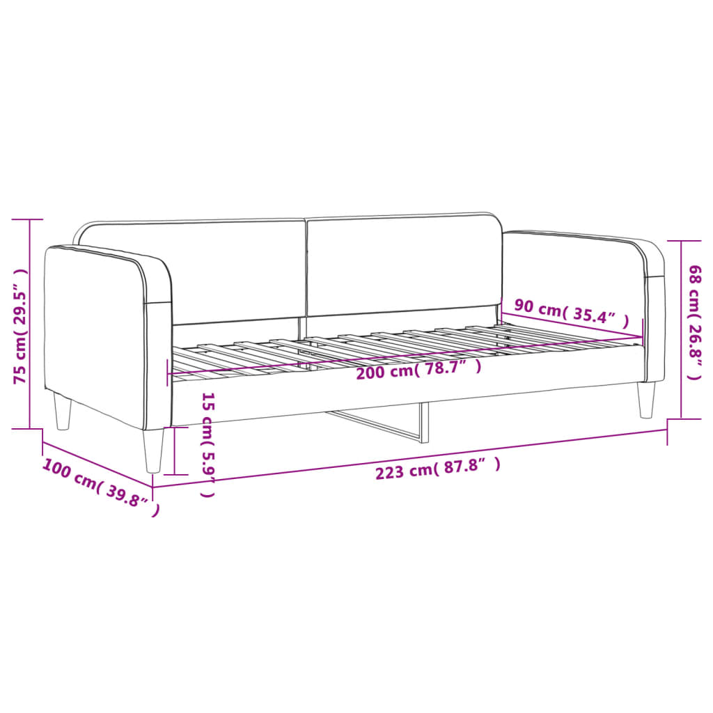 Lit de repos sans matelas noir 90x200 cm tissu