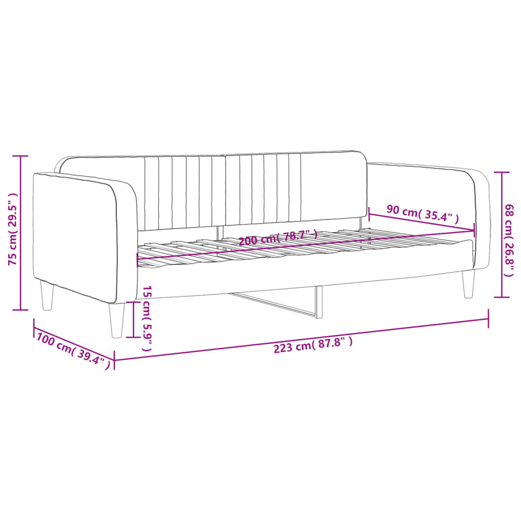 Lit de repos sans matelas bleu 90x200 cm velours