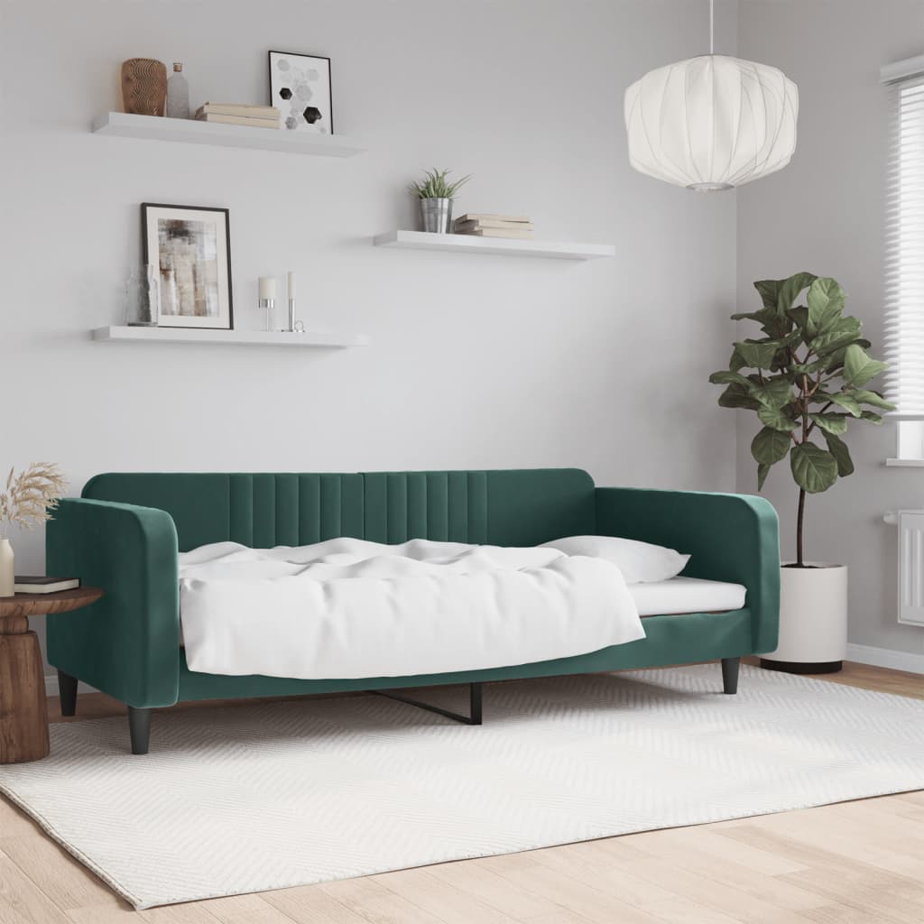 Lit de repos sans matelas vert foncé 90x200 cm velours