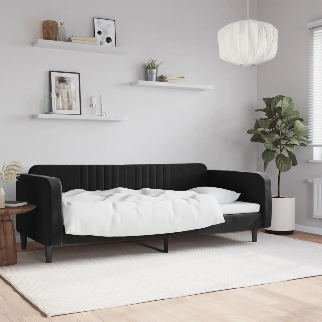 Lit de repos sans matelas noir 100x200 cm velours