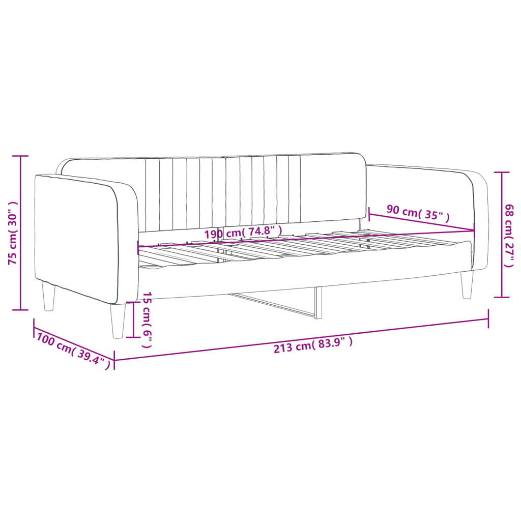 Lit de repos sans matelas gris clair 90x190 cm velours