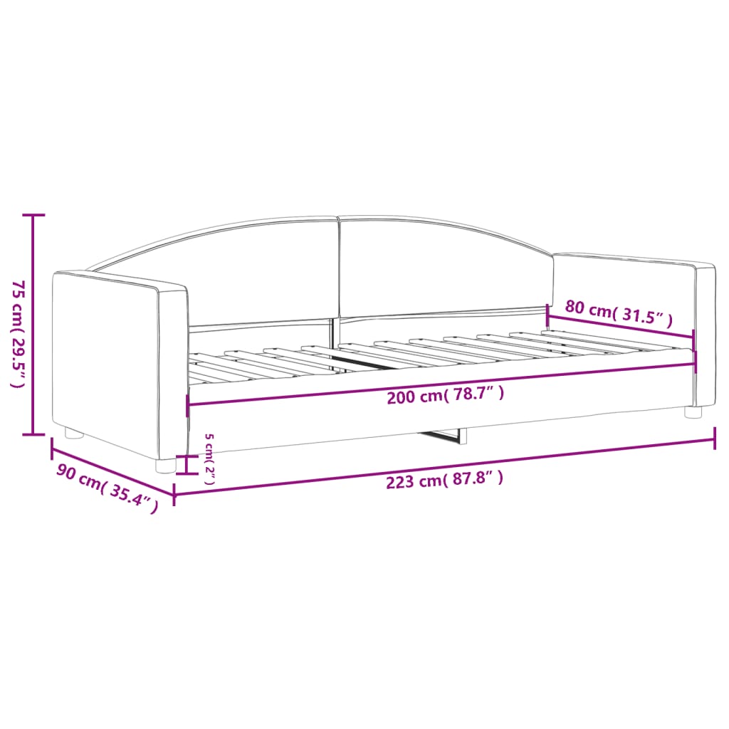 Lit de repos sans matelas taupe 80x200 cm tissu