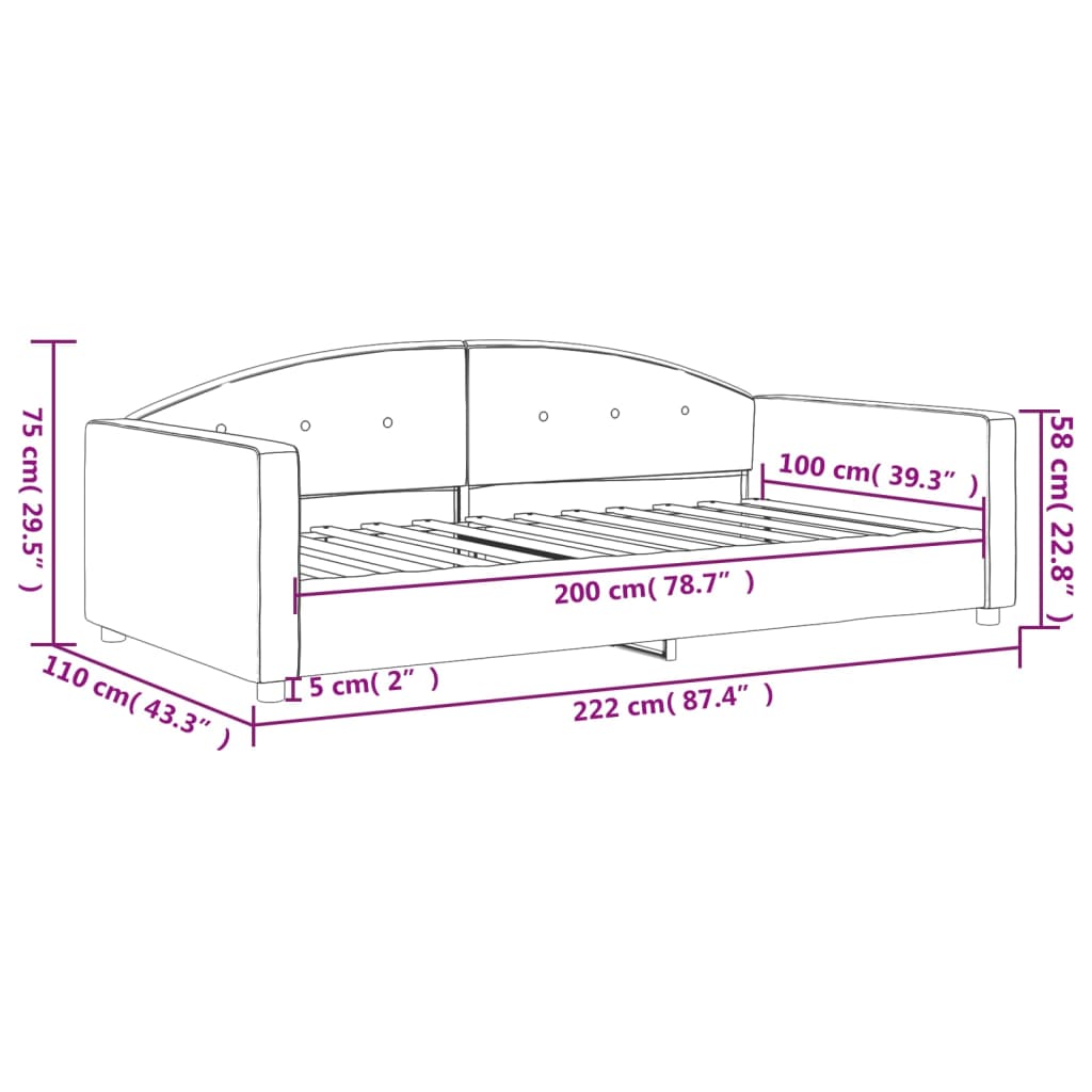 Lit de repos sans matelas bleu 100x200 cm velours