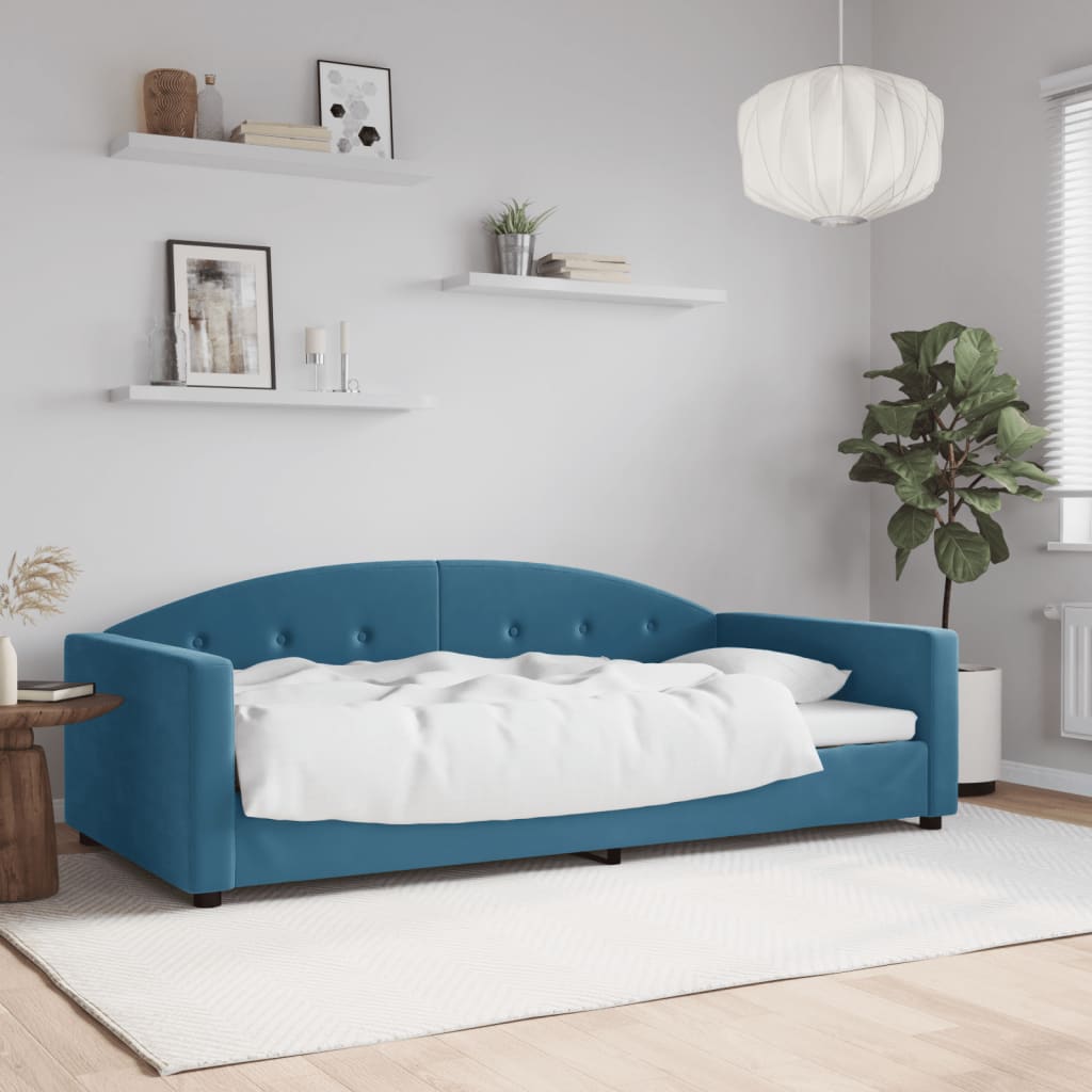 Lit de repos sans matelas bleu 100x200 cm velours