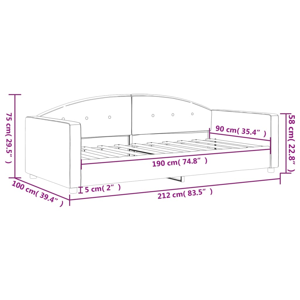 Lit de repos sans matelas gris clair 90x190 cm velours