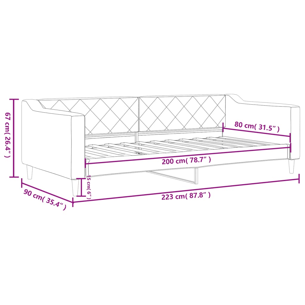 Lit de repos sans matelas crème 80x200 cm tissu