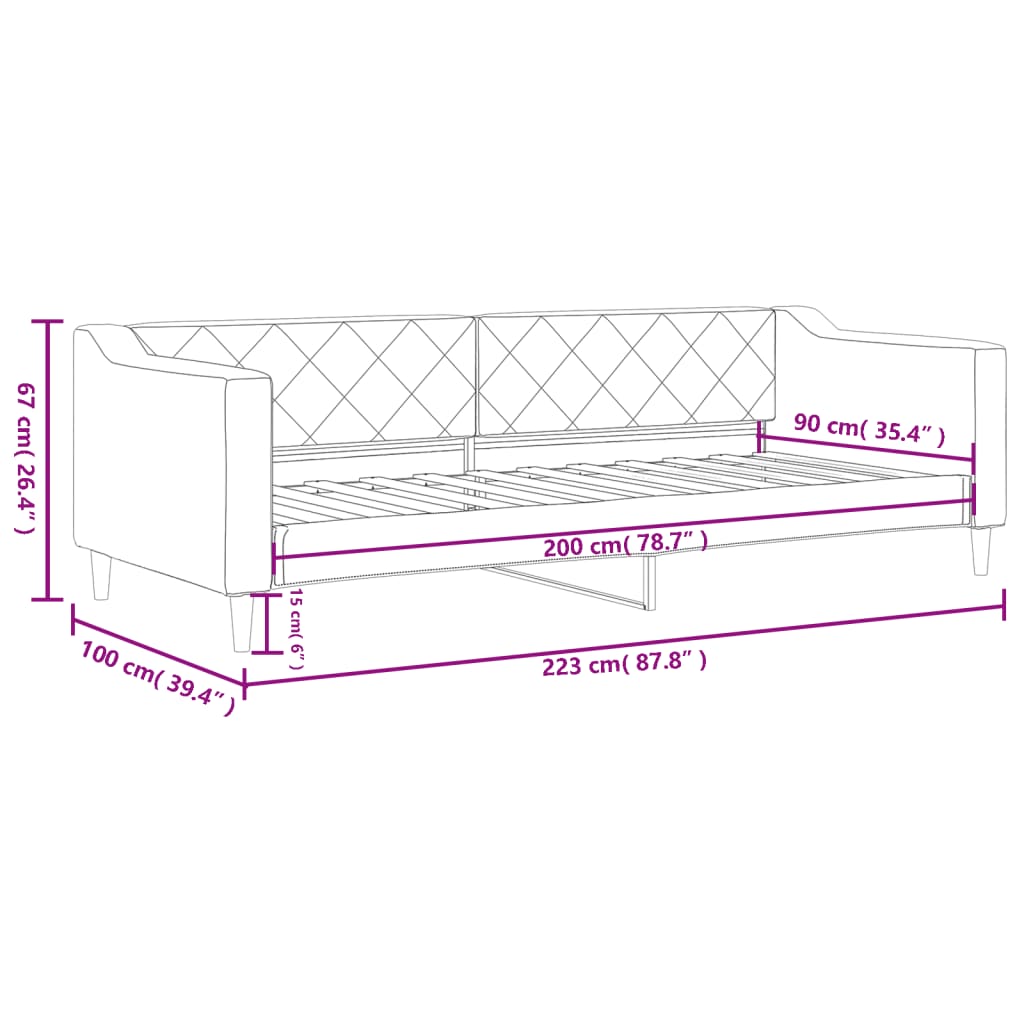 Lit de repos sans matelas gris clair 90x200 cm tissu