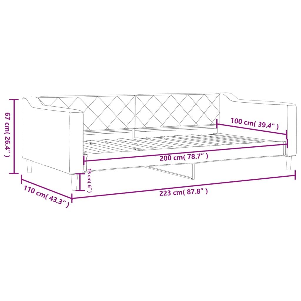 Lit de repos gris clair 100x200 cm tissu