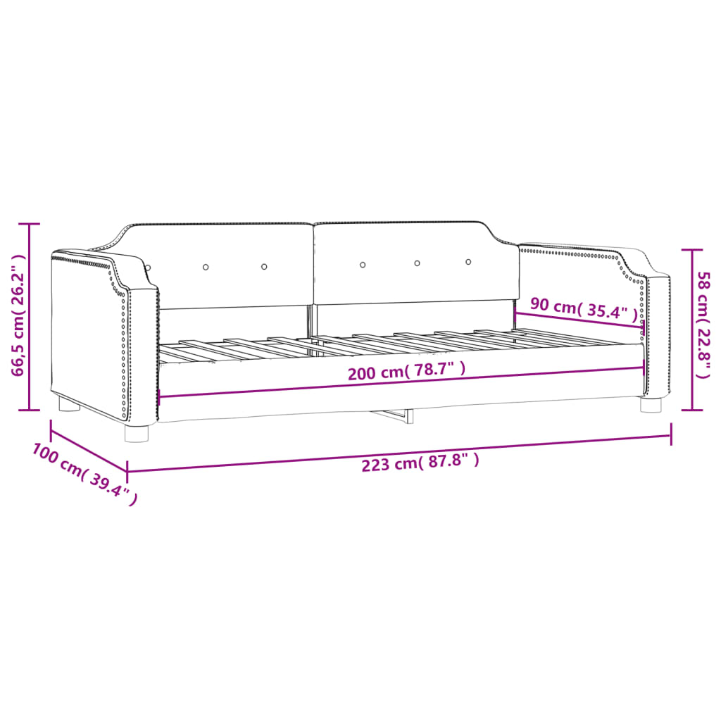 Lit de repos sans matelas taupe 90x200 cm tissu