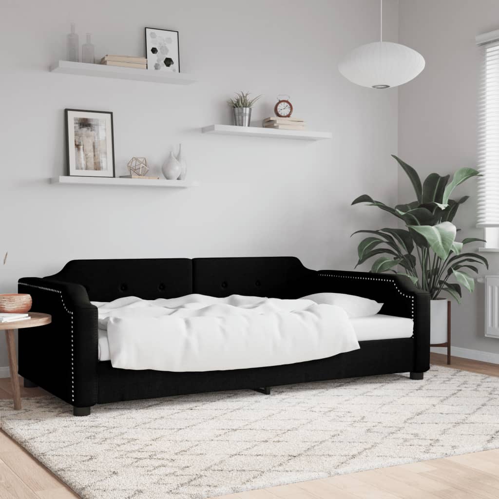 Lit de repos sans matelas noir 100x200 cm tissu