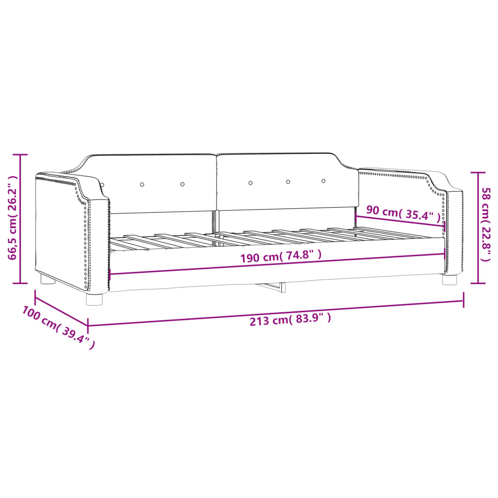 Lit de repos sans matelas gris foncé 90x190 cm tissu