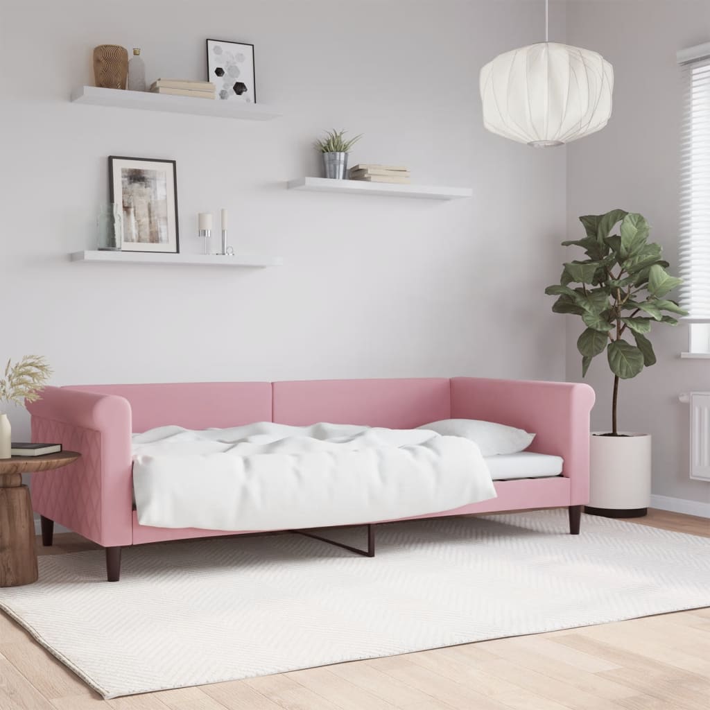 Lit de repos sans matelas rose 90x200 cm velours