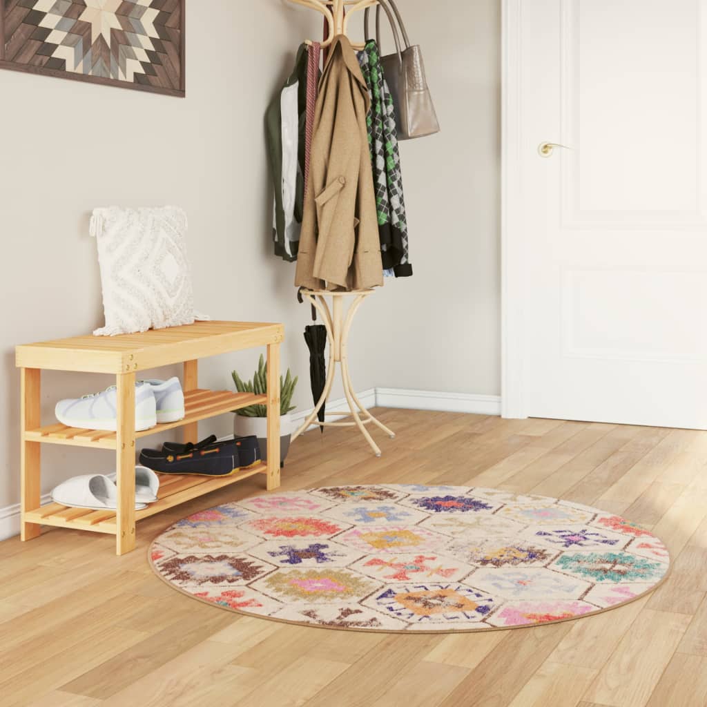 Tapis lavable multicolore Ø 120 cm antidérapant