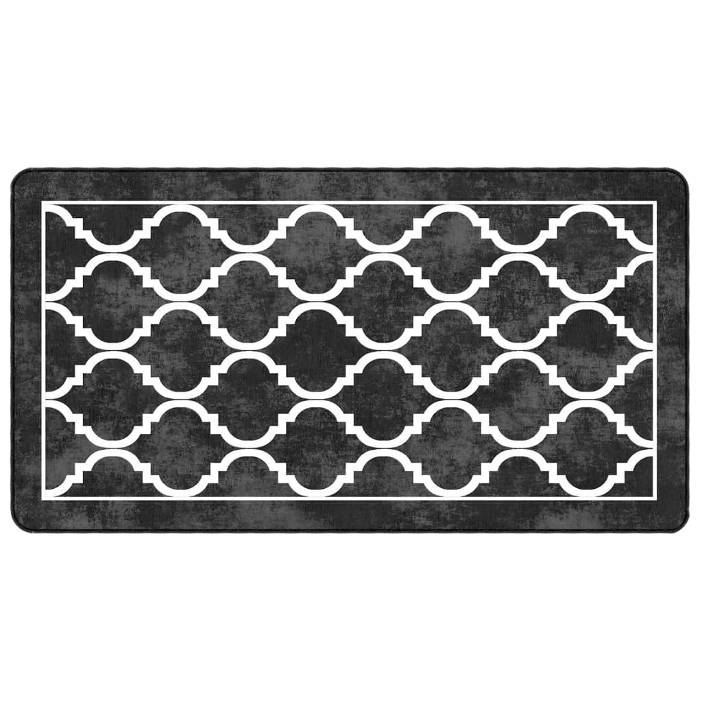 Tapis lavable noir et blanc 80x150 cm antidérapant