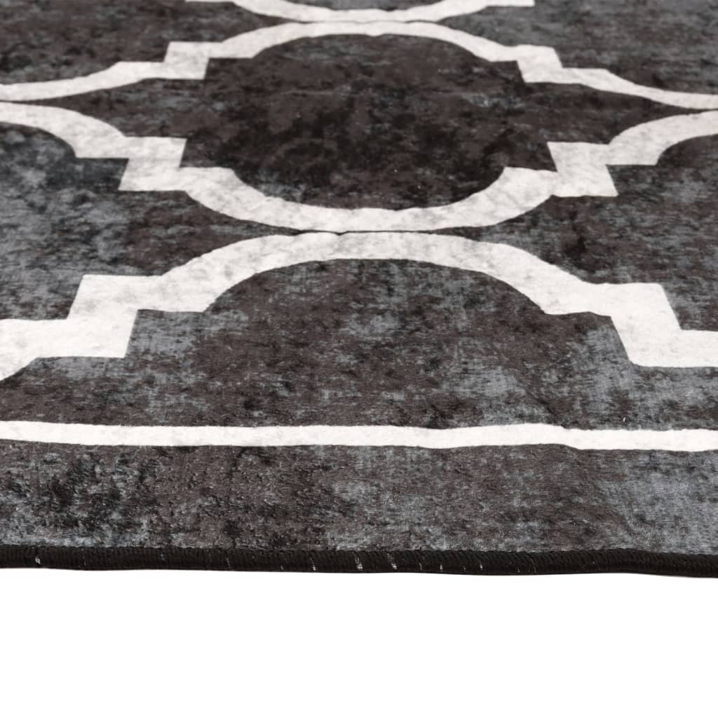 Black and white washable rug 80x300 cm non-slip