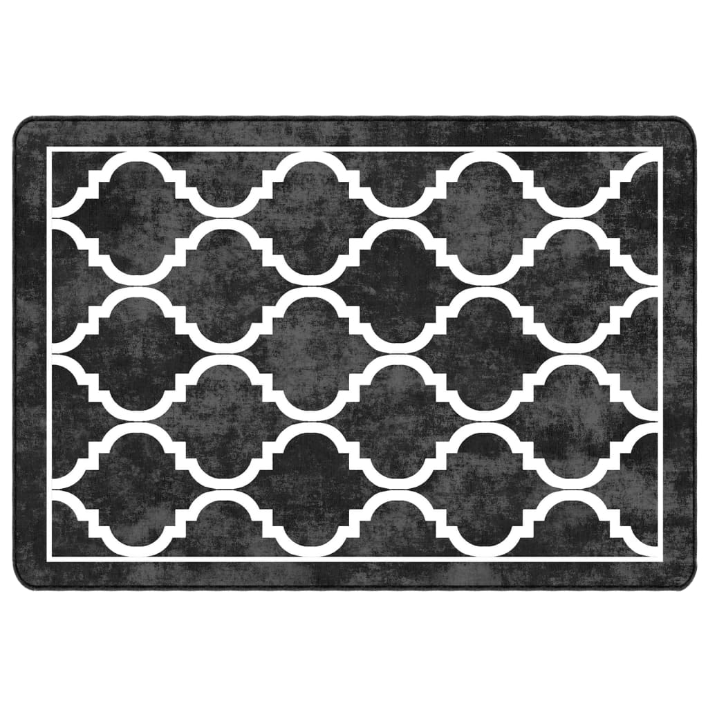 Tapis lavable noir et blanc 120x180 cm antidérapant