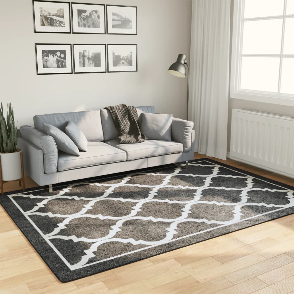 Tapis lavable noir et blanc 160x230 cm antidérapant