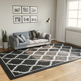 Tapis lavable noir et blanc 190x300 cm antidérapant