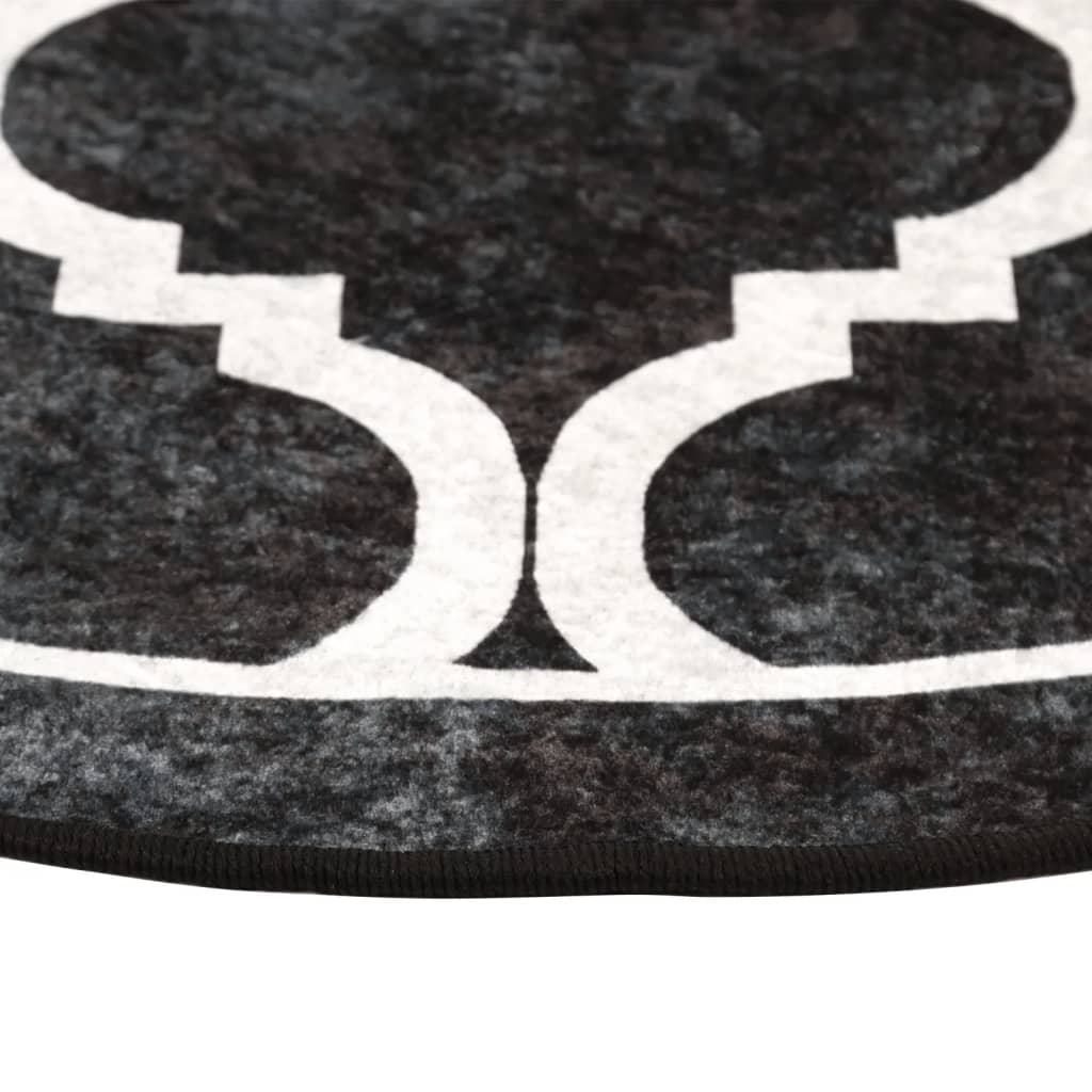 Tapis lavable noir et blanc Ø 120 cm antidérapant