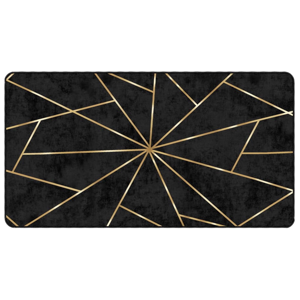 Black and gold washable rug 80x150 cm non-slip