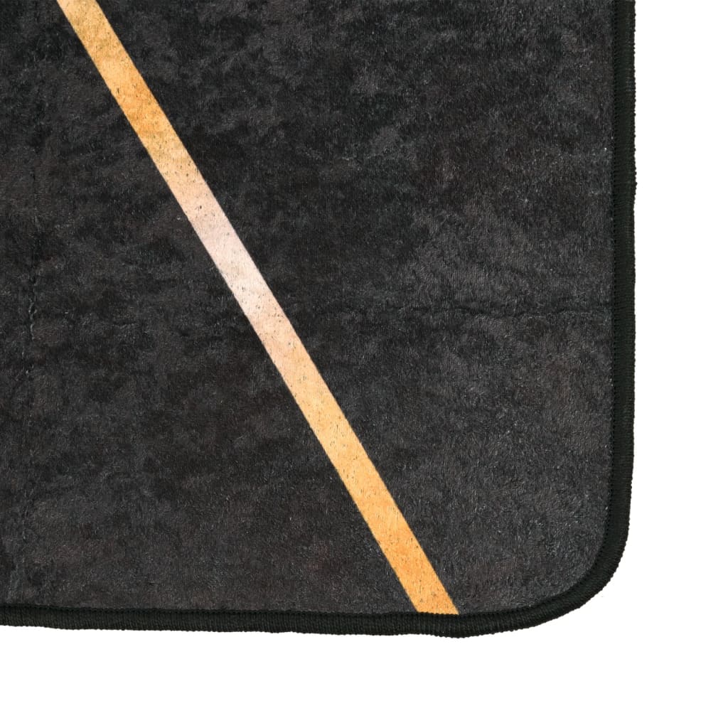 Tapis lavable noir et doré 80x150 cm antidérapant