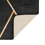 Black and gold washable rug 80x150 cm non-slip